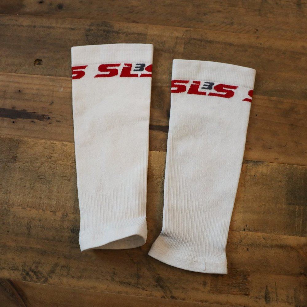 White SLS3 Compression Sleeves Running Small - Picture 1 of 2